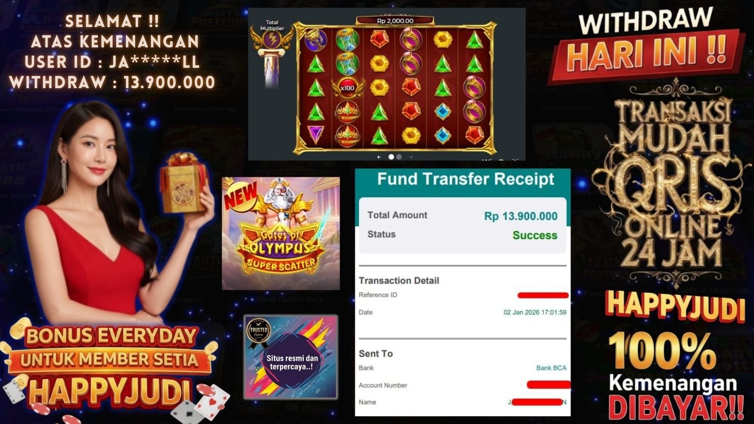 HAPPYJUDI JACKPOT SLOT GATES OF OLYMPUS SUPER SCATTER